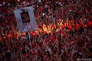 (Trent Nelson  |  The Salt Lake Tribune) Utah fans in the MUSS as the Utah Utes host the Southern Utah Thunderbirds, NCAA football in Salt Lake City on Thursday, Aug. 29, 2024.