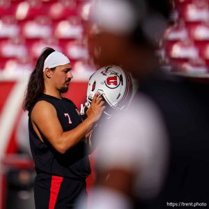 (Trent Nelson  |  The Salt Lake Tribune) Utah Utes quarterback Cameron Rising (7) as the Utah Utes host the Southern Utah Thunderbirds, NCAA football in Salt Lake City on Thursday, Aug. 29, 2024.