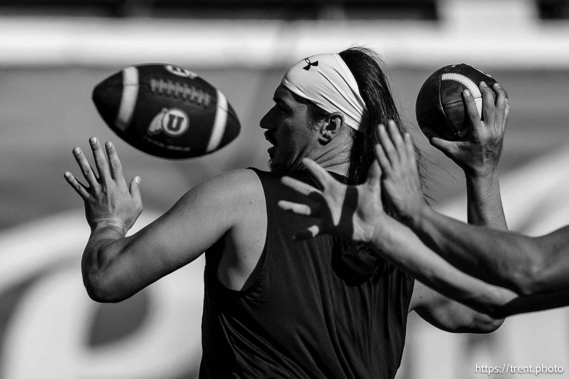 (Trent Nelson  |  The Salt Lake Tribune) Utah Utes quarterback Cameron Rising (7) as the Utah Utes host the Southern Utah Thunderbirds, NCAA football in Salt Lake City on Thursday, Aug. 29, 2024.