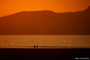 (Trent Nelson | The Salt Lake Tribune) Sunset on the shore of the Great Salt Lake on Friday, Sept. 6, 2024.