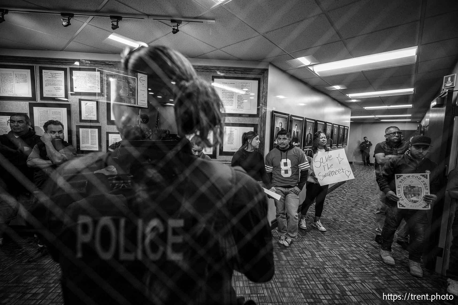 (Trent Nelson  |  The Salt Lake Tribune) People listen to comment before the West Valley City Council's final vote on the proposed rezoning of the land where the Redwood Drive-In and Swap Meet is located, on Tuesday, Sept. 17, 2024.