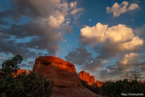 sunrise, devil's garden campground, Arches National Park on Saturday, Sept. 21, 2024.