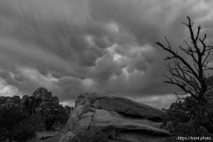 clouds, devil's garden campground, Arches National Park on Saturday, Sept. 21, 2024.