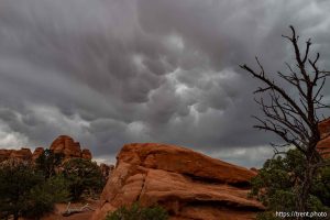 clouds, devil's garden campground, Arches National Park on Saturday, Sept. 21, 2024.