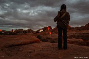 skyline arch, sunset at devil's garden campground, Arches National Park on Saturday, Sept. 21, 2024.