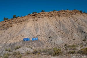 trump signs along cliff driving back from Moab on Sunday, Sept. 22, 2024.