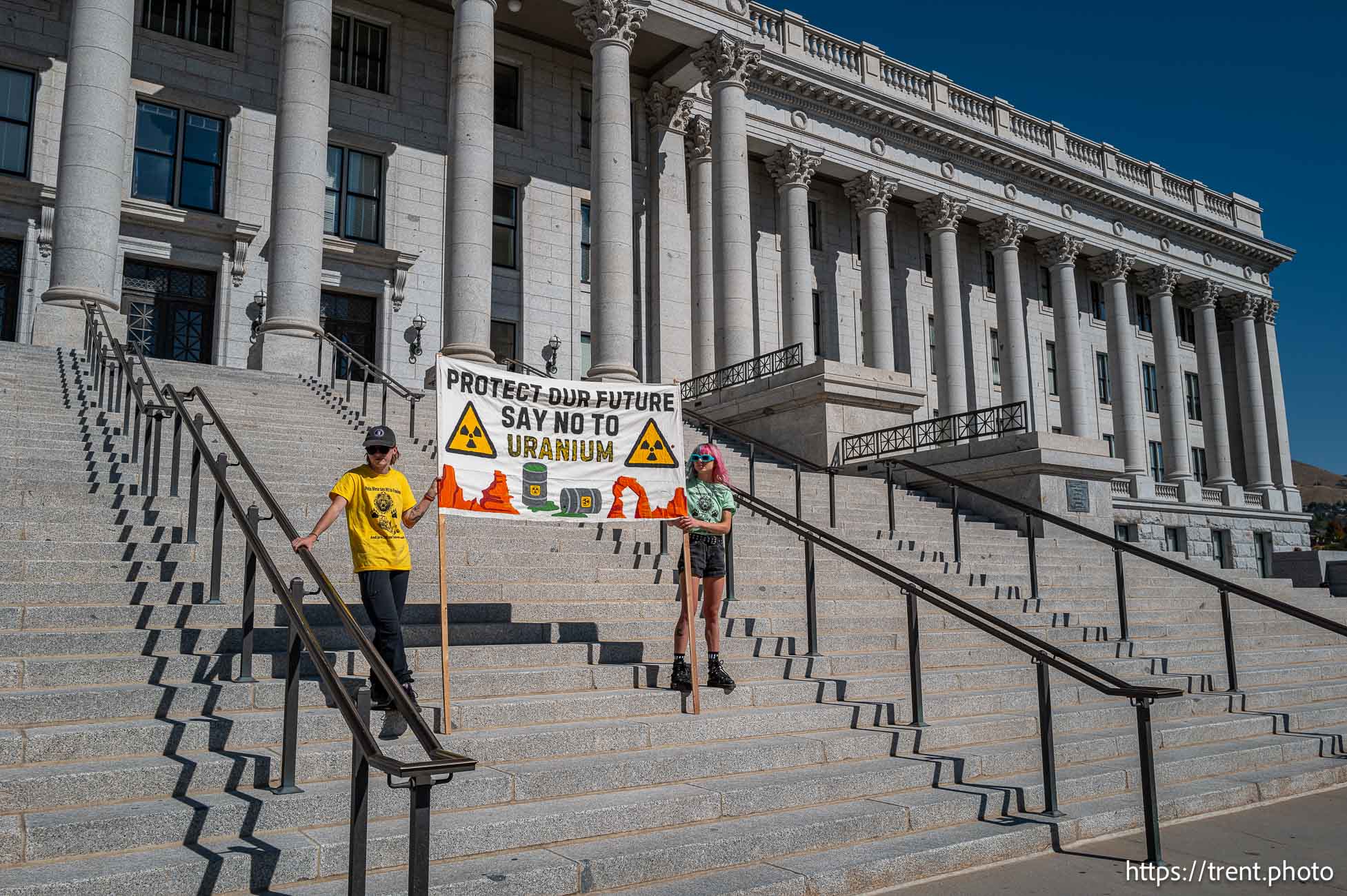 (Trent Nelson  |  The Salt Lake Tribune) Members of the White Mesa Ute community rally at the Utah Capitol in Salt Lake City on Friday, Oct. 4, 2024.