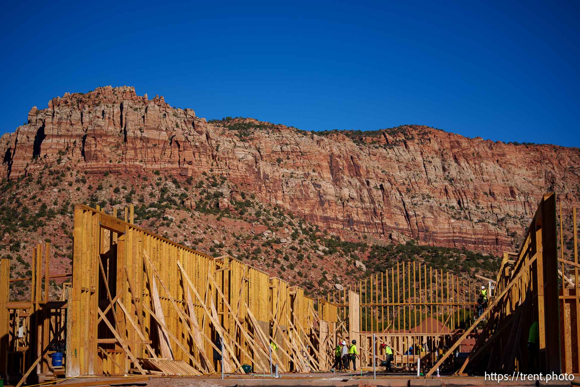 (Trent Nelson  |  The Salt Lake Tribune) The construction of an LDS meetinghouse in Colorado City on Tuesday, Oct. 22, 2024.