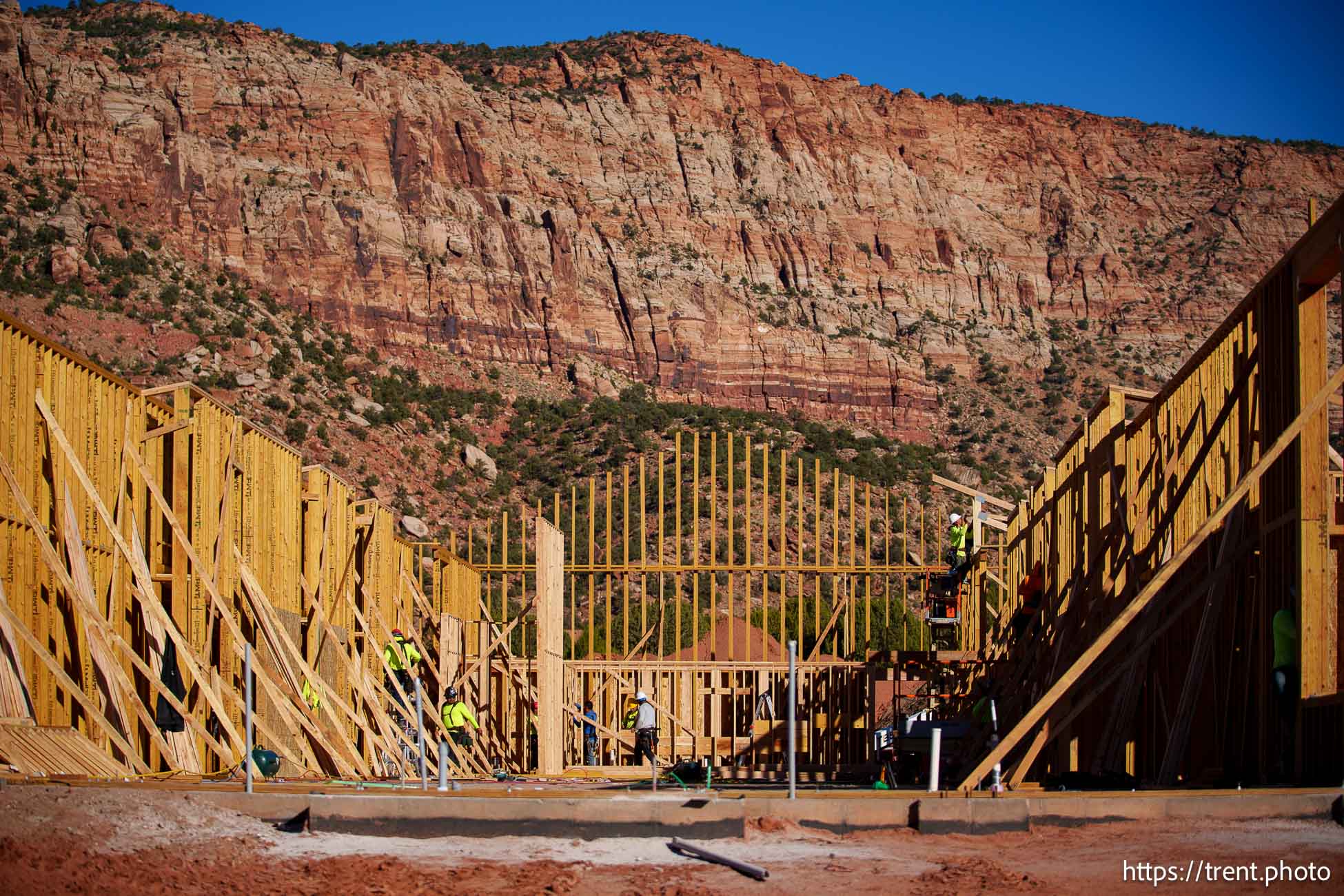 (Trent Nelson  |  The Salt Lake Tribune) The construction of an LDS meetinghouse in Colorado City on Tuesday, Oct. 22, 2024.