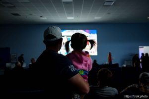 (Trent Nelson  |  The Salt Lake Tribune) People watch results at an election night watch party for GOP congressional candidate Sen. Michael Kennedy, R-Alpine, in Provo on Tuesday, Nov. 5, 2024.