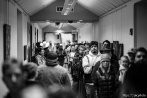 (Trent Nelson  |  The Salt Lake Tribune) Voters in line at the Utah County polling station in Provo on Tuesday, Nov. 5, 2024.