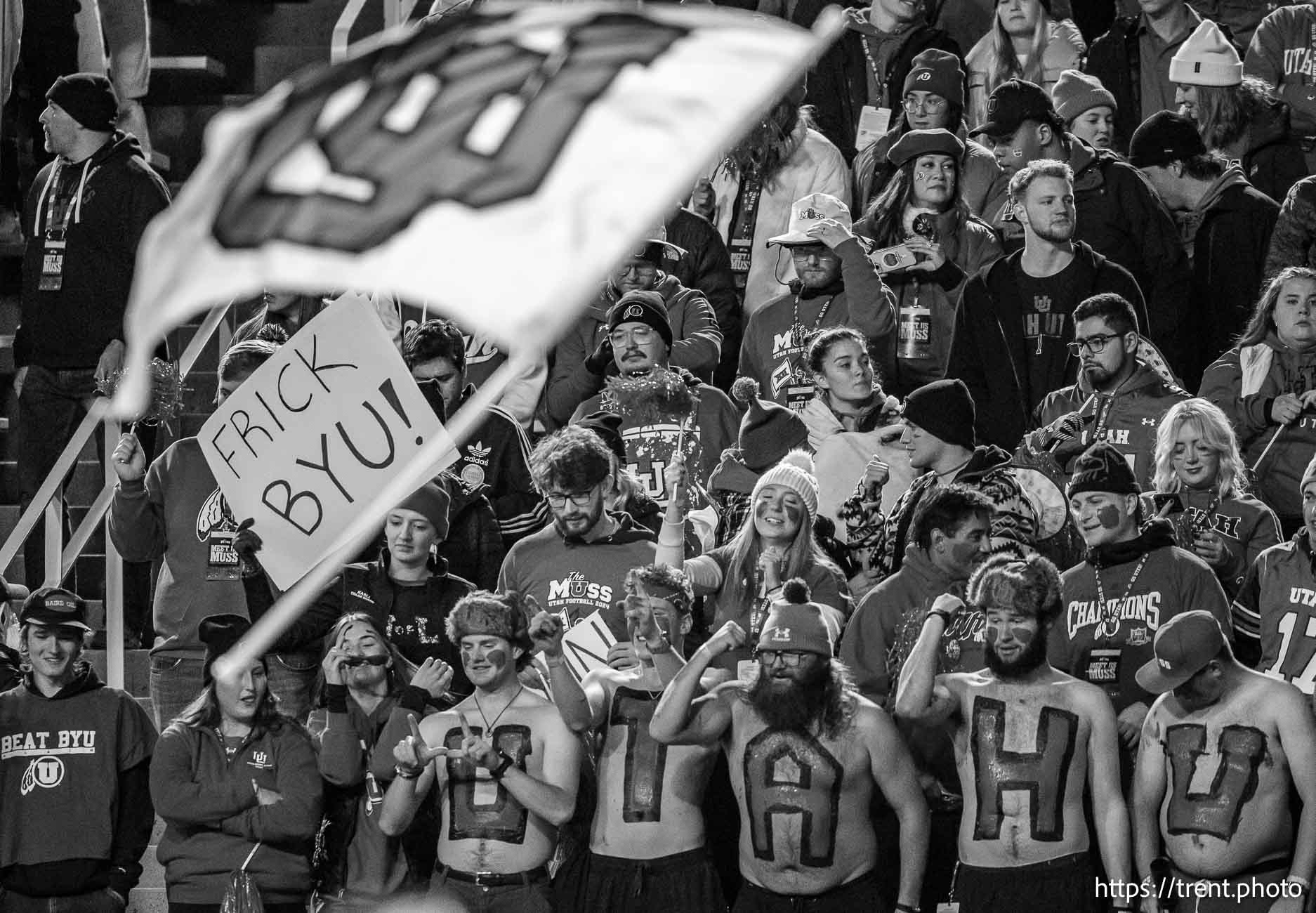 (Trent Nelson  |  The Salt Lake Tribune) 
Utah fans as Utah hosts BYU, NCAA football in Salt Lake City on Saturday, Nov. 9, 2024.