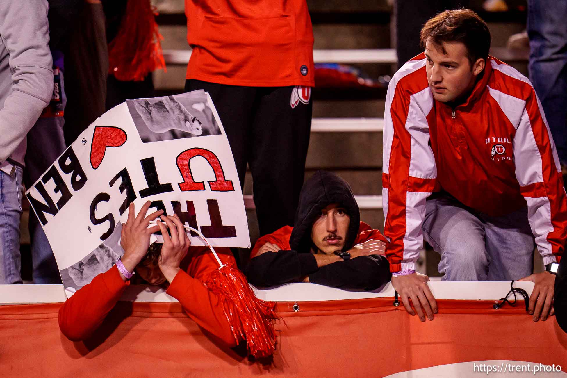 (Trent Nelson  |  The Salt Lake Tribune) Utah fans react to the loss as Utah hosts BYU, NCAA football in Salt Lake City on Sunday, Nov. 10, 2024.