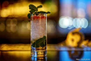 (Trent Nelson  |  The Salt Lake Tribune) The Garden Boxcar mocktail at No. 119, a bar in the Asher Adams Hotel in Salt Lake City on Thursday, Nov. 14, 2024.