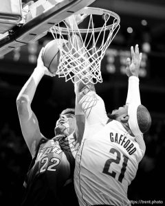 (Trent Nelson  |  The Salt Lake Tribune) Utah Jazz forward Kyle Filipowski (22) as the Utah Jazz host the Dallas Mavericks, NBA basketball in Salt Lake City on Thursday, Nov. 14, 2024.