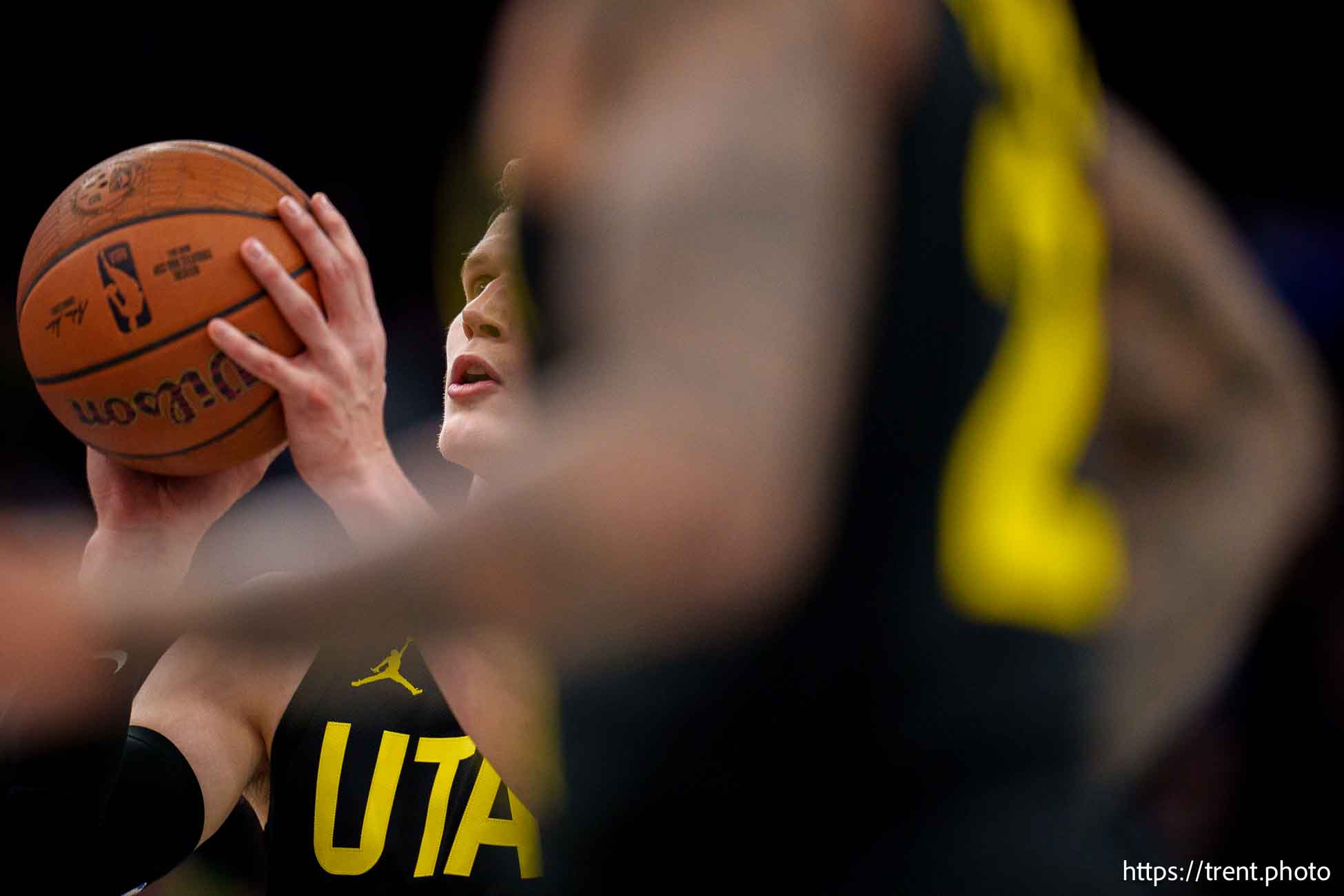 (Trent Nelson  |  The Salt Lake Tribune) Utah Jazz forward Lauri Markkanen (23) as the Utah Jazz host the San Antonio Spurs, NBA basketball in Salt Lake City on Tuesday, Nov. 26, 2024.