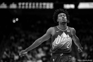 (Trent Nelson  |  The Salt Lake Tribune) Utah Jazz guard Collin Sexton (2) as the Utah Jazz host the Denver Nuggets, NBA basketball in Salt Lake City on Wednesday, Nov. 27, 2024.