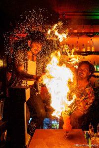 (Trent Nelson  |  The Salt Lake Tribune) Bartenders mixing the drink Le-Grog James at Seasons Drinking at The Ruin in Salt Lake City on Friday, Dec. 6, 2024.