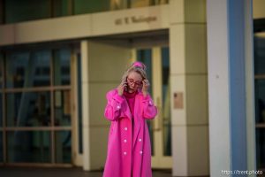 (Trent Nelson  |  The Salt Lake Tribune) Christine Marie speaks to one of Samuel Bateman's victims after he was sentenced to 50 years at the federal courthouse in Phoenix, Arizona, on Monday, Dec. 9, 2024.