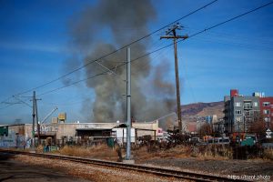 (Trent Nelson  |  The Salt Lake Tribune) A warehouse on fire at 1050 South 200 West in Salt Lake City on Thursday, Dec. 19, 2024.