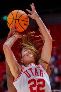 (Trent Nelson  |  The Salt Lake Tribune) 
Utah Utes forward Jenna Johnson (22) as Utah hosts Arizona State, NCAA basketball in Salt Lake City on Saturday, Dec. 21, 2024.