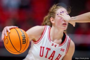 (Trent Nelson  |  The Salt Lake Tribune) 
Utah Utes guard Gianna Kneepkens (5) as Utah hosts Arizona State, NCAA basketball in Salt Lake City on Saturday, Dec. 21, 2024.