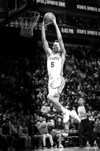 (Trent Nelson  |  The Salt Lake Tribune) Atlanta Hawks guard Dyson Daniels (5) as the Utah Jazz host the Atlanta Hawks, NBA basketball  in Salt Lake City on Tuesday, Jan. 7, 2025.