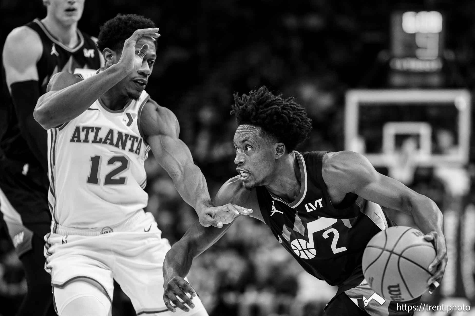 (Trent Nelson  |  The Salt Lake Tribune) Utah Jazz guard Collin Sexton (2) as the Utah Jazz host the Atlanta Hawks, NBA basketball  in Salt Lake City on Tuesday, Jan. 7, 2025.