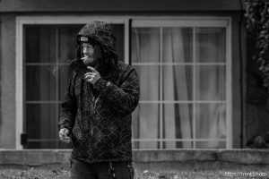 bus stop smoker, in Salt Lake City on Wednesday, Feb. 5, 2025.