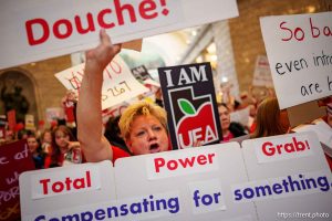 (Trent Nelson  |  The Salt Lake Tribune) Teachers and other union supporters rally at the Utah Capitol in opposition to the anti-union bill HB267, in Salt Lake City on Friday, Feb. 7, 2025.