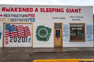 QAnon and MAGA murals, Dillon Appliance, on Monday, March 31, 2025.