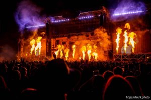 (Trent Nelson  |  The Salt Lake Tribune) Post Malone performs at Rice-Eccles Stadium in Salt Lake City on Tuesday, April 29, 2025.