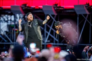 (Trent Nelson  |  The Salt Lake Tribune) Jelly Roll performs at Rice-Eccles Stadium in Salt Lake City on Tuesday, April 29, 2025.