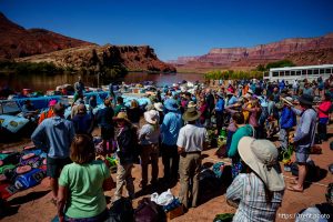 (Trent Nelson  |  The Salt Lake Tribune) River guides and clients before a Grand Canyon raft trip, at Lees Ferry in Marble Canyon, Ariz., on Tuesday, May 20, 2025.
