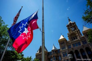 (Trent Nelson  |  The Salt Lake Tribune) Salt Lake City's Juneteenth flag is raised at City Hall in Salt Lake City on Tuesday, June 10, 2025.