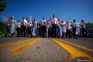 (Trent Nelson  |  The Salt Lake Tribune) Latter-day Saint missionaries from the Utah Provo Mission in the Grand Parade for AmericaÕs Freedom Festival in Provo on Friday, July 4, 2025.