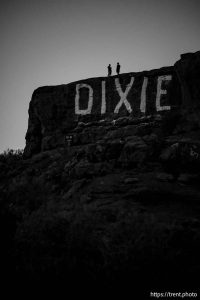 (Trent Nelson  |  The Salt Lake Tribune) People watch the sun set from Dixie Rock in St. George on Tuesday, Sept. 16, 2025.
