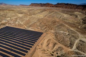 (Trent Nelson  |  The Salt Lake Tribune) A solar farm next to the St. George Regional Water Reclamation Facility on Wednesday, Sept. 17, 2025.
