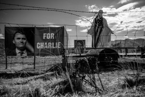 (Trent Nelson  |  The Salt Lake Tribune) A memorial to Charlie Kirk across from the Utah County jail in Spanish Fork on Monday, Sept. 29, 2025.