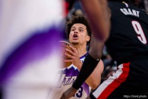 (Trent Nelson  |  The Salt Lake Tribune) Utah Jazz guard Walter Clayton Jr. (13) as the Utah Jazz host the Portland Trail Blazers, NBA basketball in Salt Lake City on Thursday, Oct. 16, 2025.