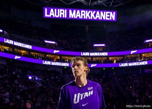 (Trent Nelson  |  The Salt Lake Tribune) Utah Jazz forward Lauri Markkanen (23) as the Utah Jazz host the Portland Trail Blazers, NBA basketball in Salt Lake City on Wednesday, Oct. 29, 2025.
