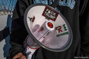 (Trent Nelson  |  The Salt Lake Tribune) Overpass protest in West Valley City on Friday, Oct. 31, 2025.