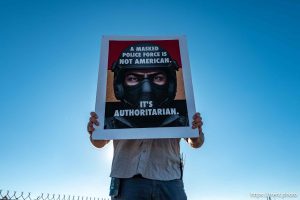 (Trent Nelson  |  The Salt Lake Tribune) An overpass protest in West Valley City on Friday, Oct. 31, 2025.