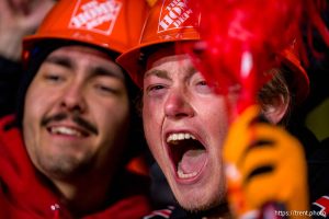 (Trent Nelson  |  The Salt Lake Tribune) Utah fans during the broadcast of ESPN’s ‘College GameDay’ at the University of Utah in Salt Lake City on Saturday, Nov. 1, 2025.