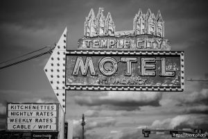 Temple City Motel sign, State Street, in South Salt Lake on Monday, Nov. 17, 2025.