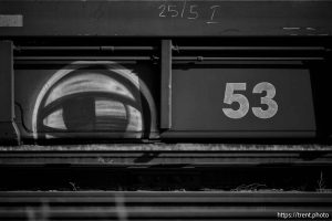 train graffiti, Livin Low Down, in Salt Lake City on Tuesday, Nov. 18, 2025.