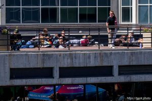 (Trent Nelson  |  The Salt Lake Tribune) People react after Charlie Kirk is shot during an appearance at Utah Valley University in Orem on Wednesday, Sept. 10, 2025.