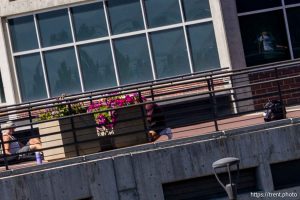 (Trent Nelson  |  The Salt Lake Tribune) People react after Charlie Kirk is shot during an appearance at Utah Valley University in Orem on Wednesday, Sept. 10, 2025.