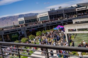 (Trent Nelson  |  The Salt Lake Tribune) People react after Charlie Kirk is shot during an appearance at Utah Valley University in Orem on Wednesday, Sept. 10, 2025.