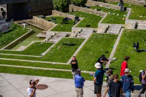 (Trent Nelson  |  The Salt Lake Tribune) The scene after Charlie Kirk was shot during an appearance at Utah Valley University in Orem on Wednesday, Sept. 10, 2025.